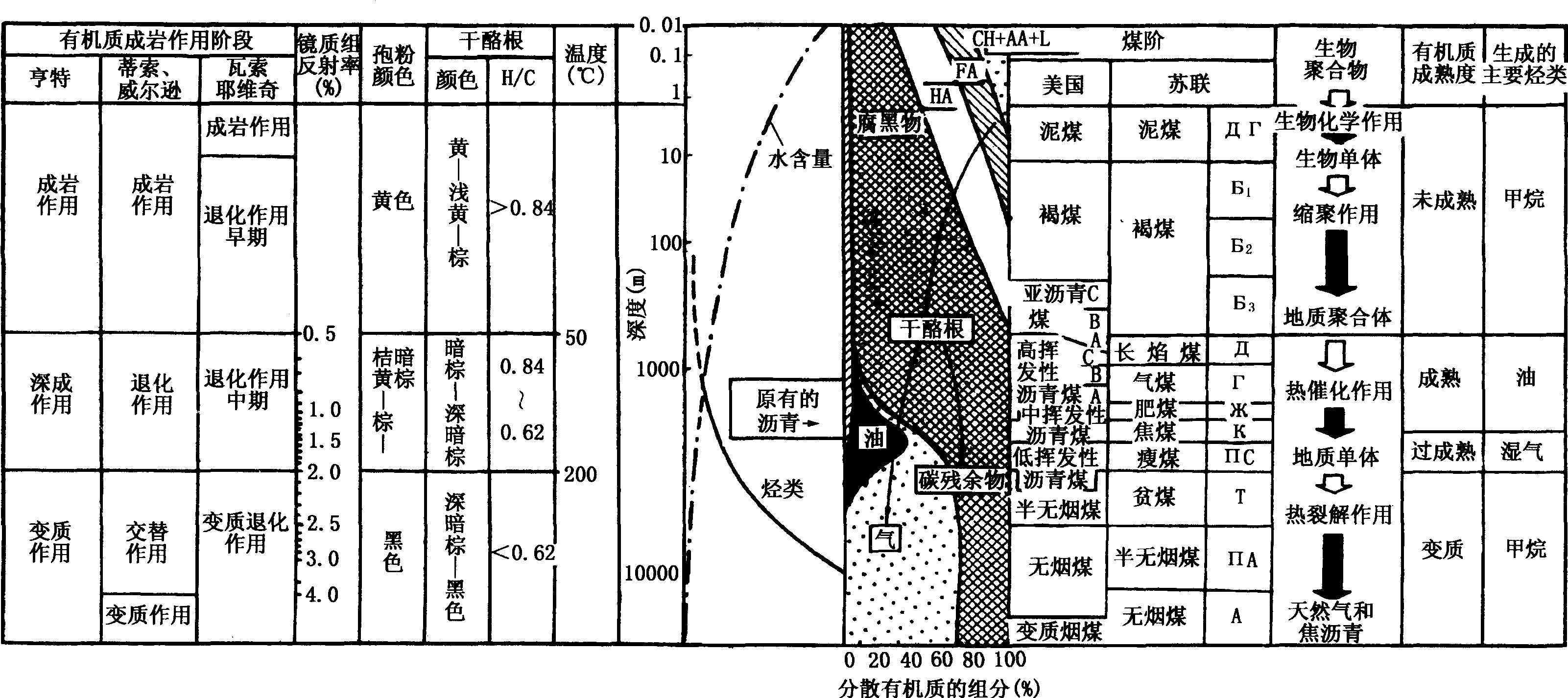 圖2—10 沉積有機(jī)質(zhì)演化的一般模式