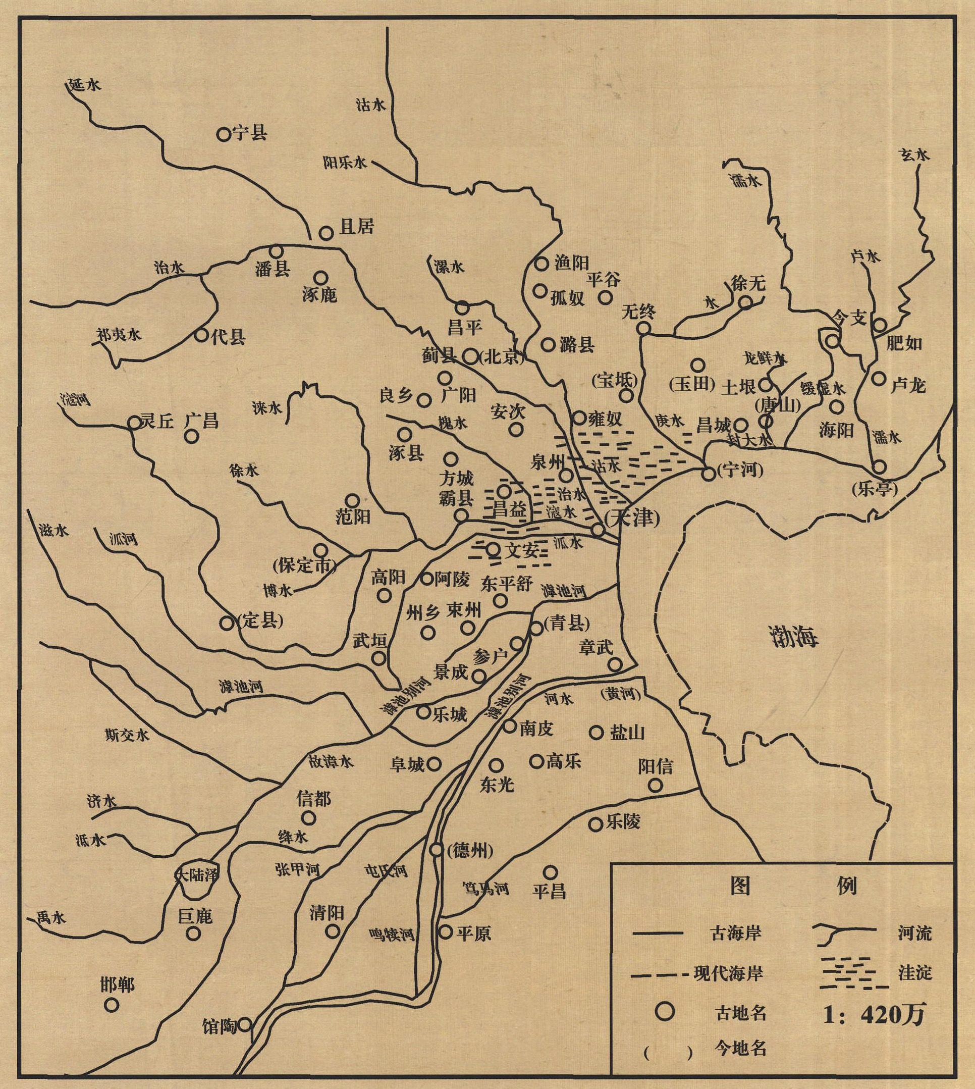 6.西漢時(shí)期渤海灣西北岸諸水示意圖