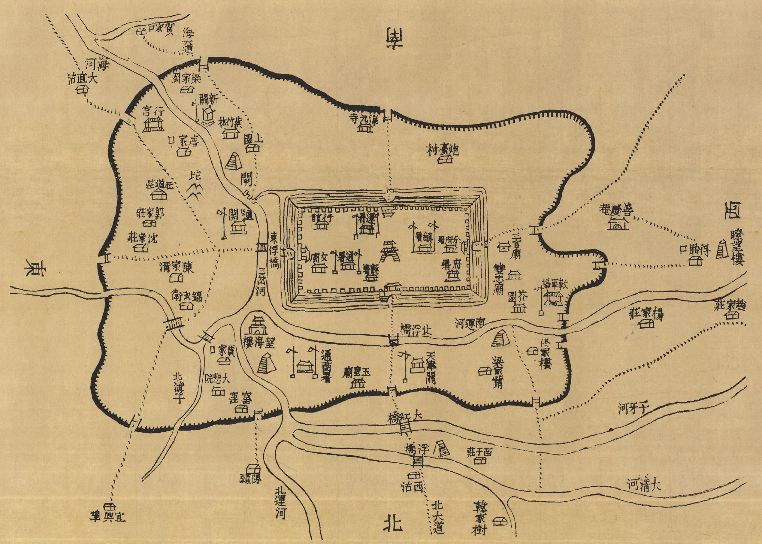 22.天津濠墻圖[1860年(清咸豐十年)]及郡城濠墻圖[1870年(清同治九年)]