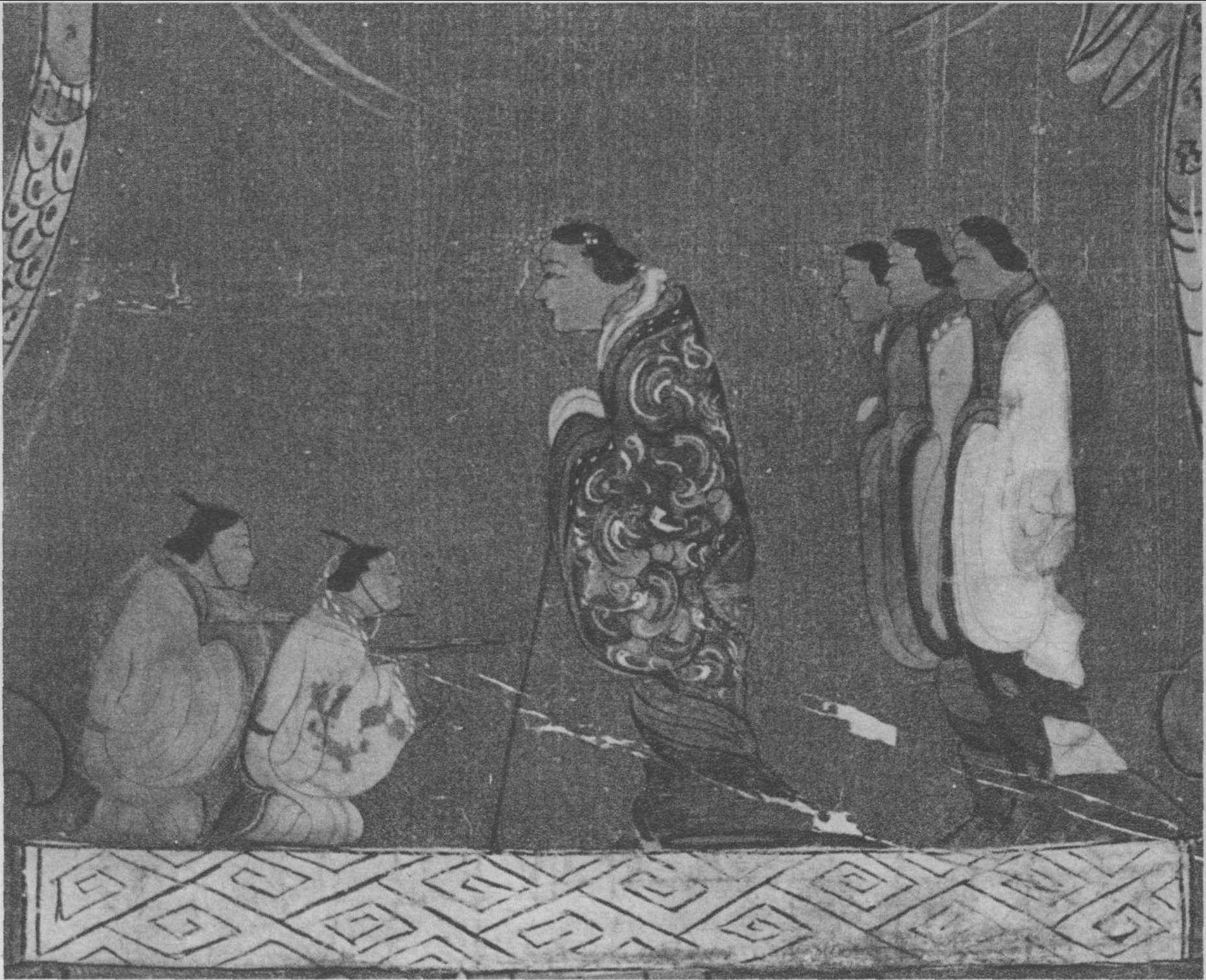 3.西漢·馬王堆一號(hào)漢墓T形帛畫(huà)(部分《女墓主與侍從》)