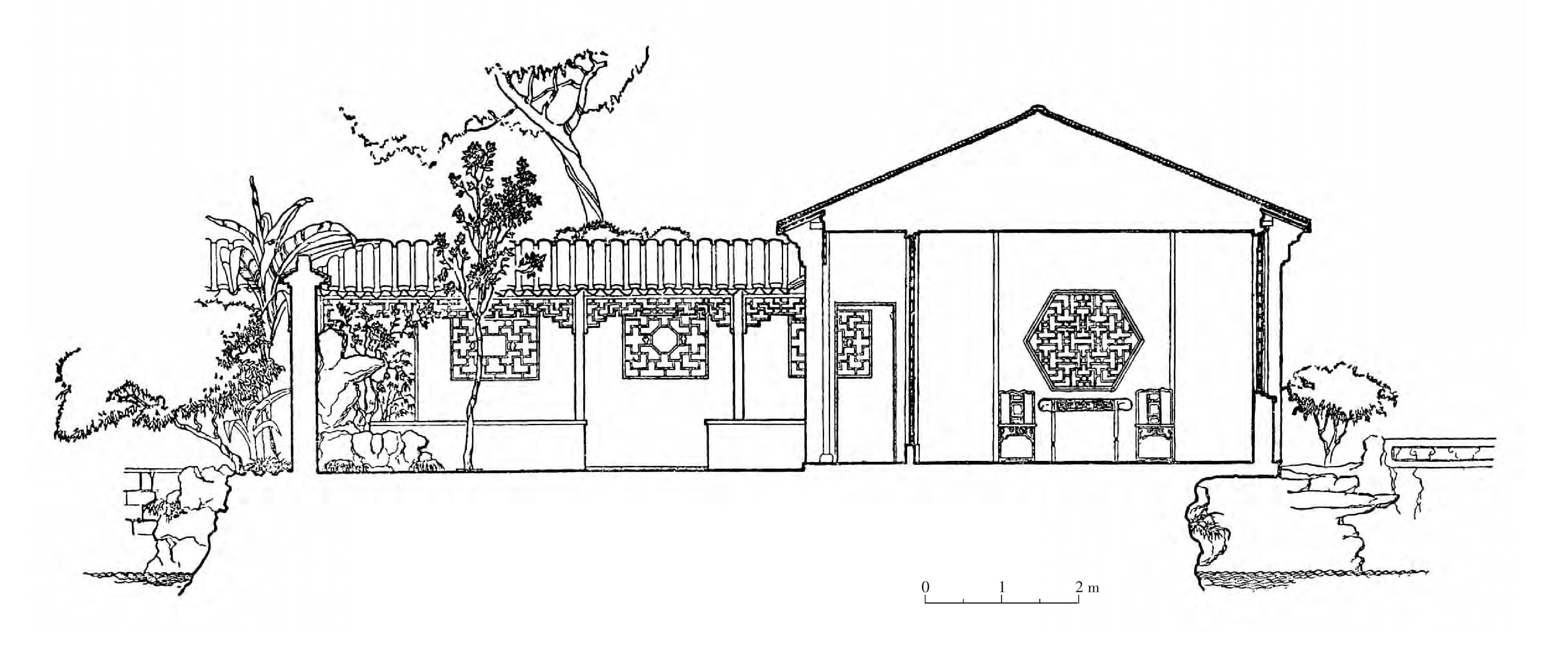 拙政園海棠春塢西視剖面