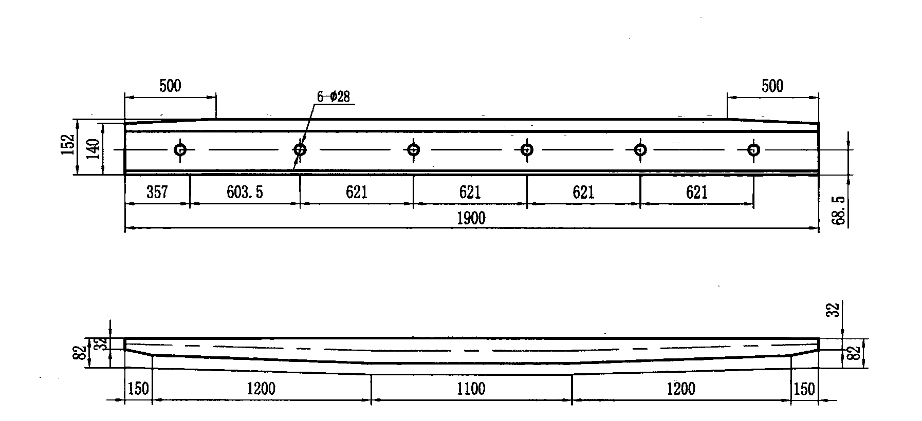 60kg/m鋼軌9號單開道岔(混凝土岔枕)側(cè)向護軌 CB589-03